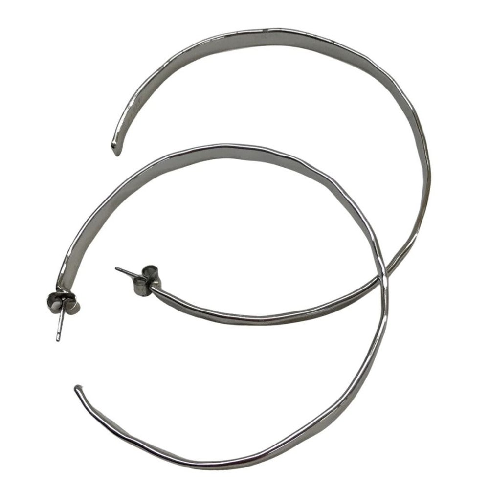 J.Crew Silvertone Post Pierced Oversize Hoops 2 3/4" Hoop Wavy‎ Edges